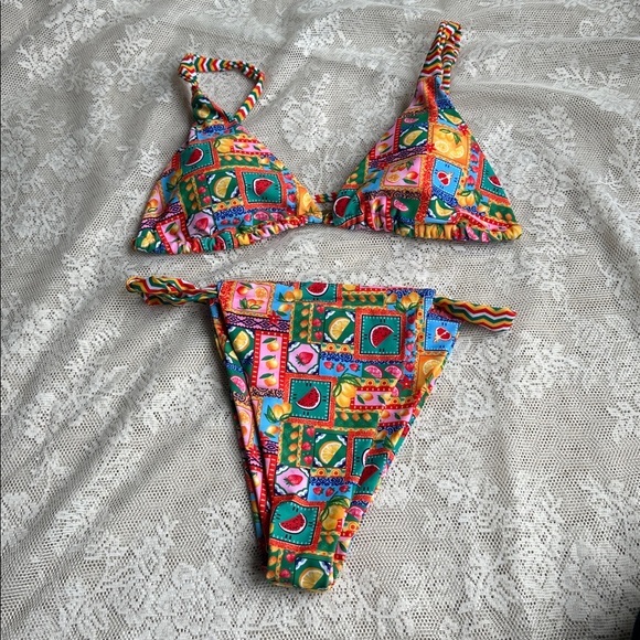 Colorful Patterned Fruit Bikini Set Medium Womens Swimwear Swimsuit - Picture 1 of 5